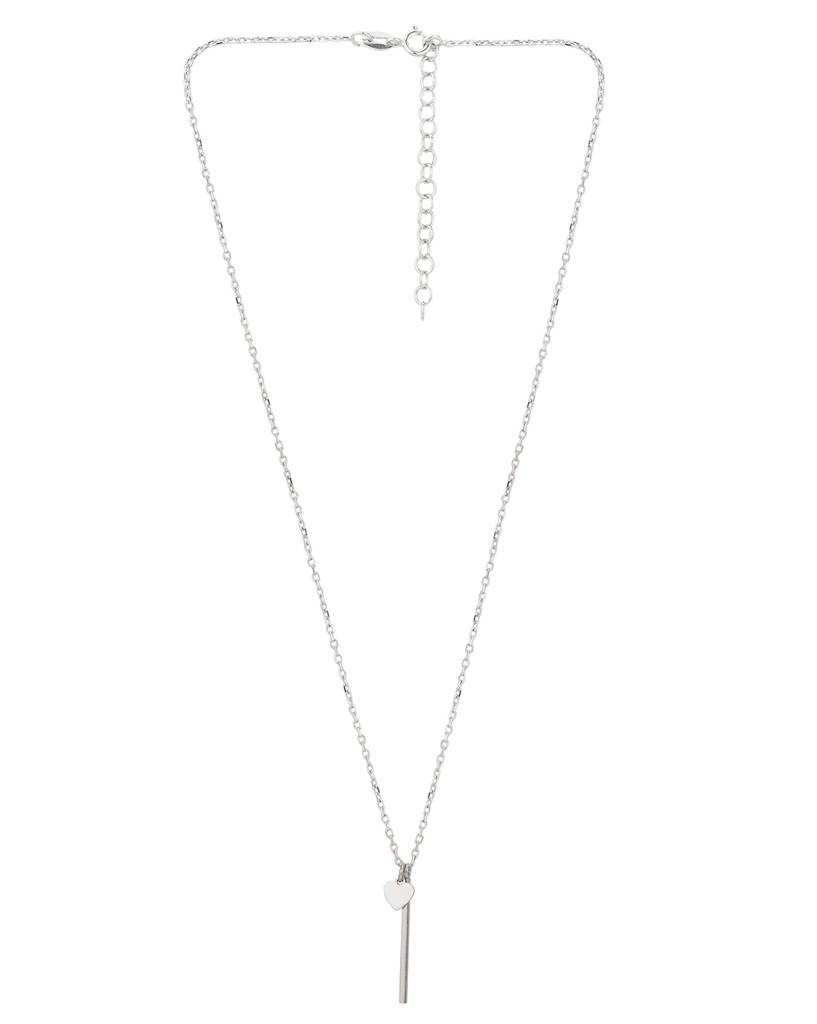 Carlton London Silver-Toned Brass Rhodium-Plated Necklace : FJN3765