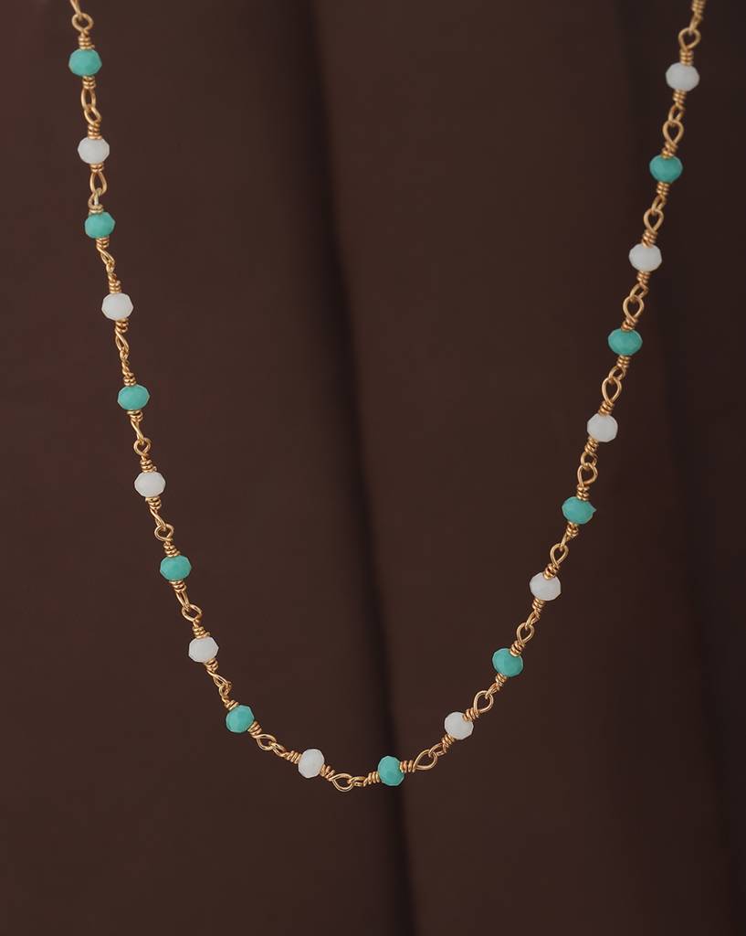 Carlton London- Rose Gold-Plated & Sea Green Brass Necklace : FJN3826