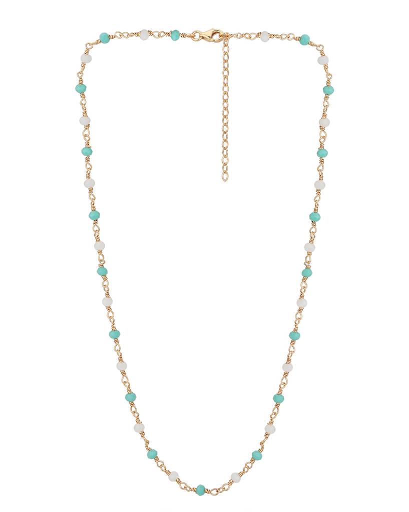 Carlton London- Rose Gold-Plated & Sea Green Brass Necklace : FJN3826