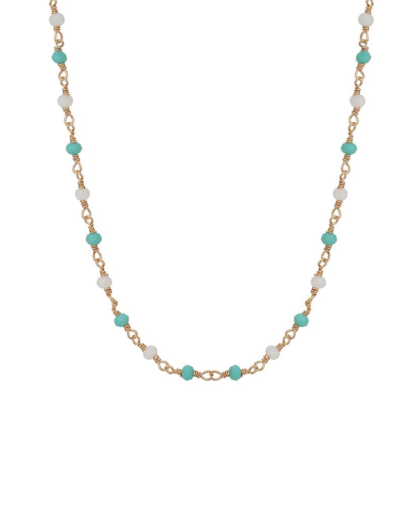 Carlton London- Rose Gold-Plated & Sea Green Brass Necklace : FJN3826