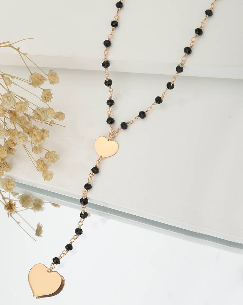 Carlton London Rose Gold-Plated & Black Brass Necklace : FJN3834