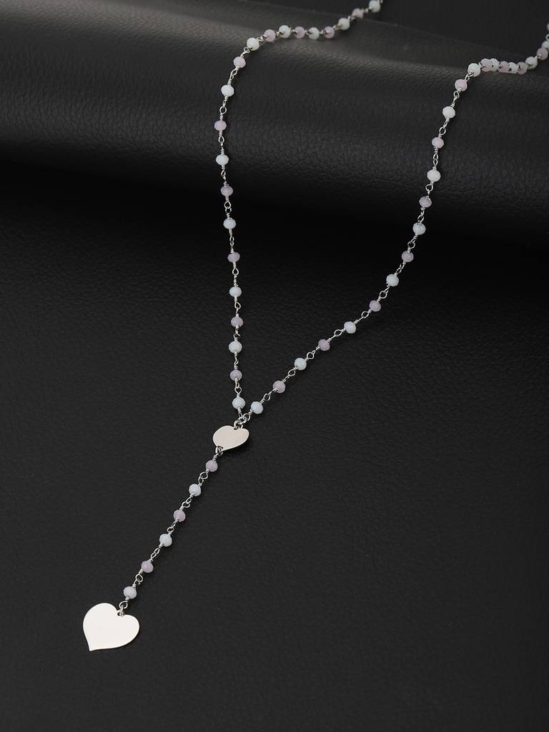 Silver-Toned & White Brass Rhodium-Plated Necklace : FJN3836