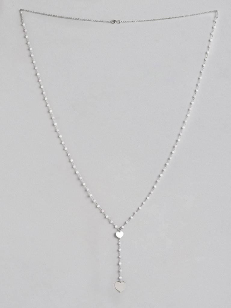 Silver-Toned & White Brass Rhodium-Plated Necklace : FJN3836