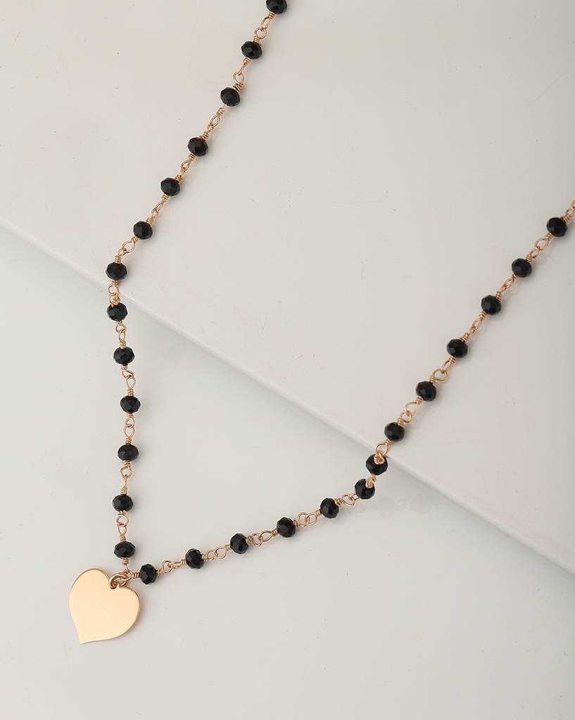Carlton London Rose Gold & Black Brass Rose Gold-Plated Necklace : FJN3838