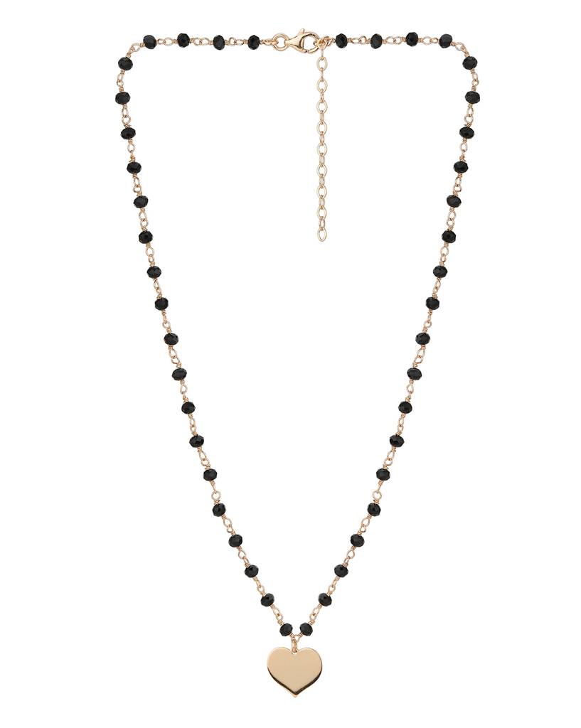 Carlton London Rose Gold & Black Brass Rose Gold-Plated Necklace : FJN3838
