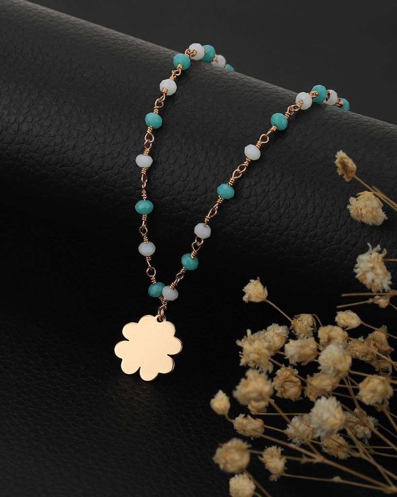 Carlton London Rose Gold-Plated & Green Brass Necklace : FJN3839