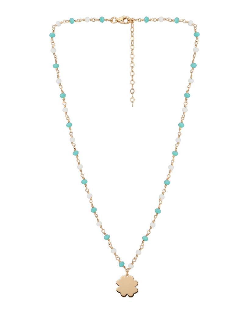 Carlton London Rose Gold-Plated & Green Brass Necklace : FJN3839