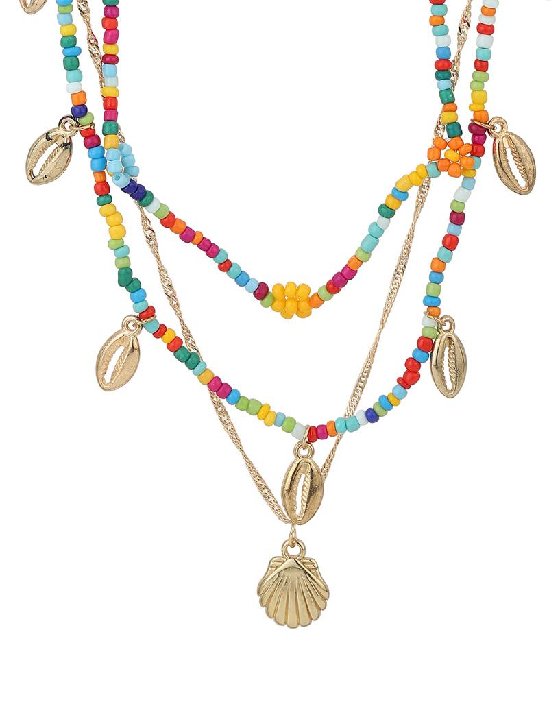 Carlton London Multicoloured Rose Gold-Plated Layered Necklace : FJN3861