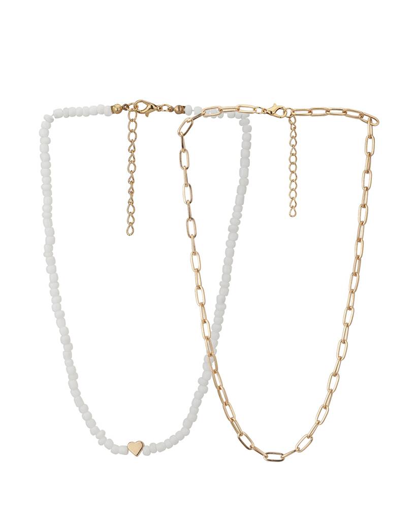 Carlton London Set Of 2 Rose Gold & White Toned Rose Gold Plated Necklace : FJN3862