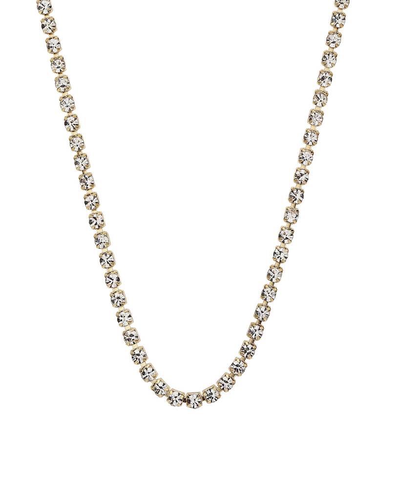 Set Of 2 Silver & Gold Toned Cz Studded Gold And Rhodium Plated Necklace : FJN3885
