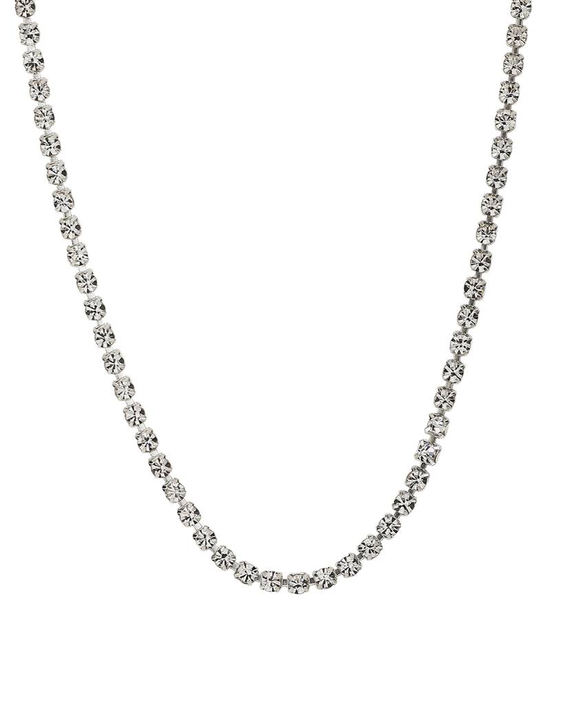 Set Of 2 Silver & Gold Toned Cz Studded Gold And Rhodium Plated Necklace : FJN3885