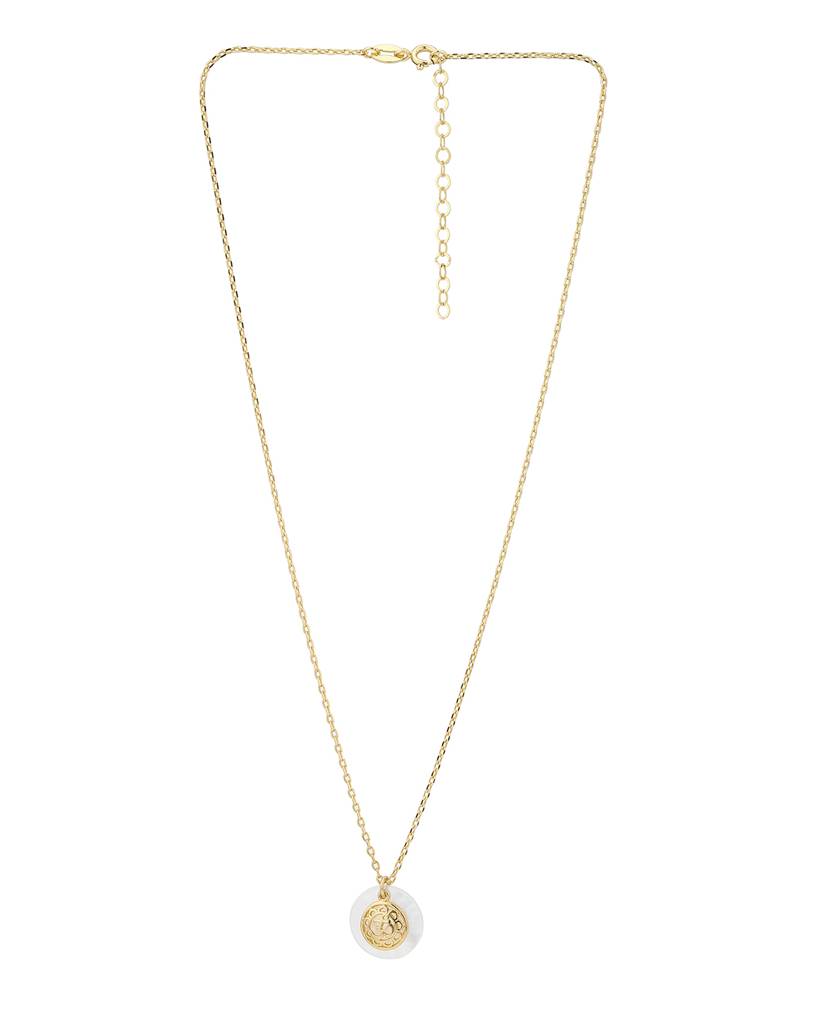 Carlton London Gold-Plated Mother Of Pearl Pendant With Chain : FJN3954