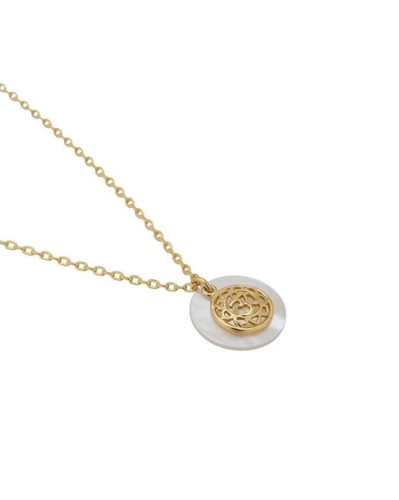 Carlton London Gold-Plated Mother Of Pearl Pendant With Chain : FJN3954