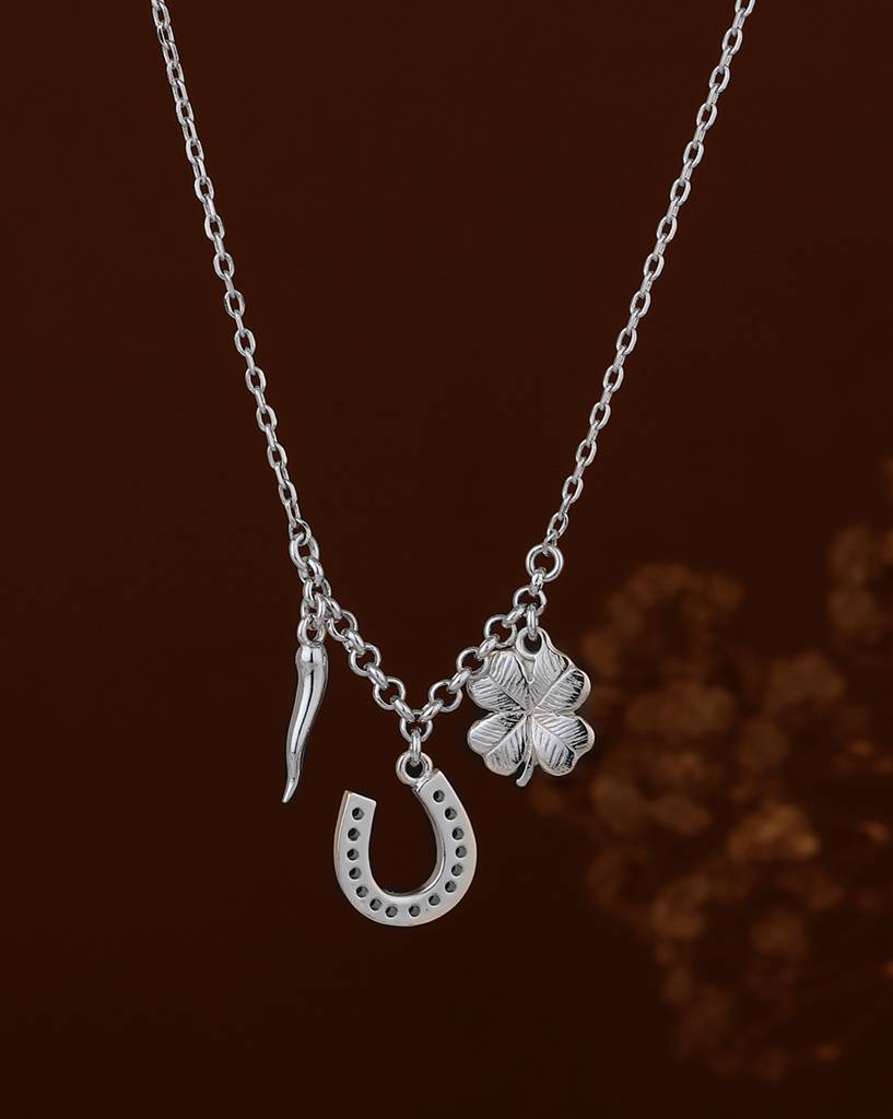 Carlton London Brass Rhodium-Plated Necklace : FJN3956