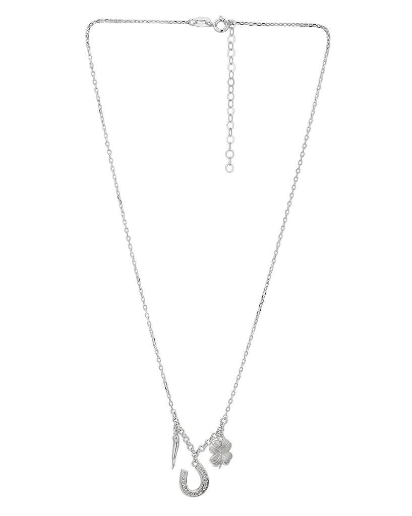 Carlton London Brass Rhodium-Plated Necklace : FJN3956