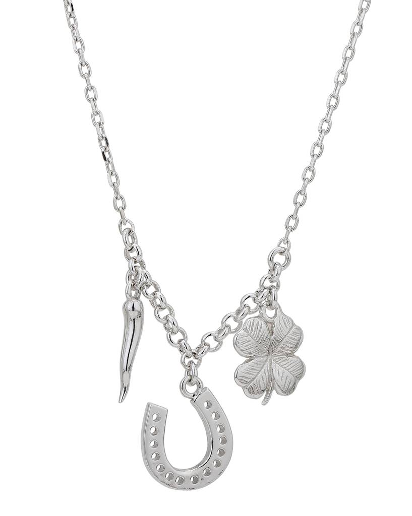 Carlton London Brass Rhodium-Plated Necklace : FJN3956