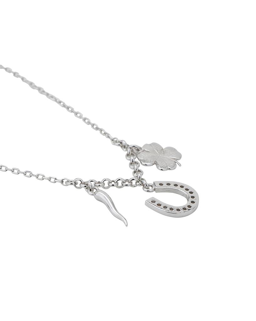 Carlton London Brass Rhodium-Plated Necklace : FJN3956