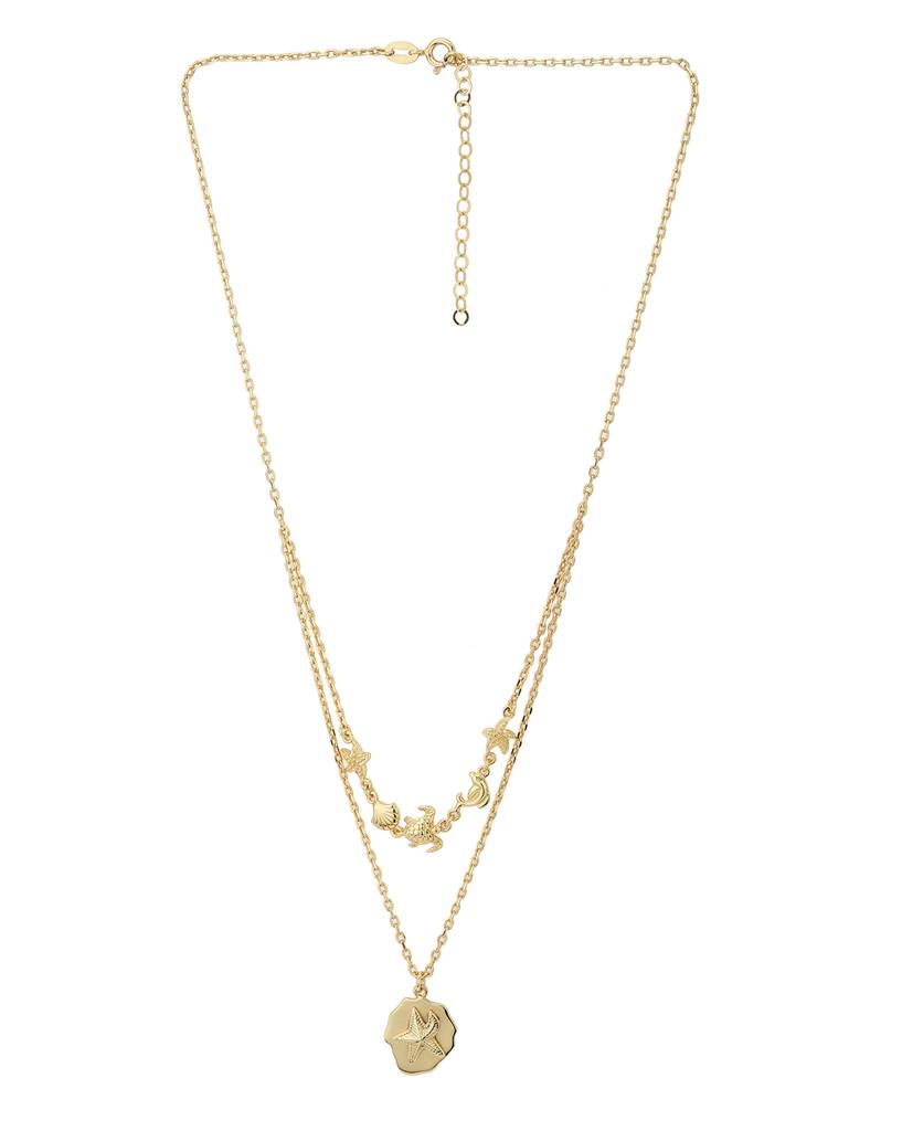 Carlton London Brass Gold--Plated Layered Necklace : FJN3970