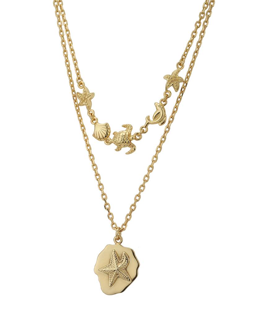 Carlton London Brass Gold--Plated Layered Necklace : FJN3970