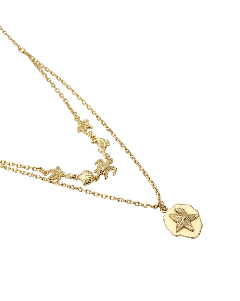 Carlton London Brass Gold--Plated Layered Necklace : FJN3970