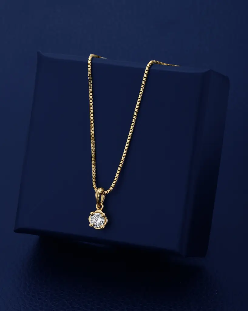 Carlton London Gold Plated Stone-Studded Contemporary Pendant With Chain