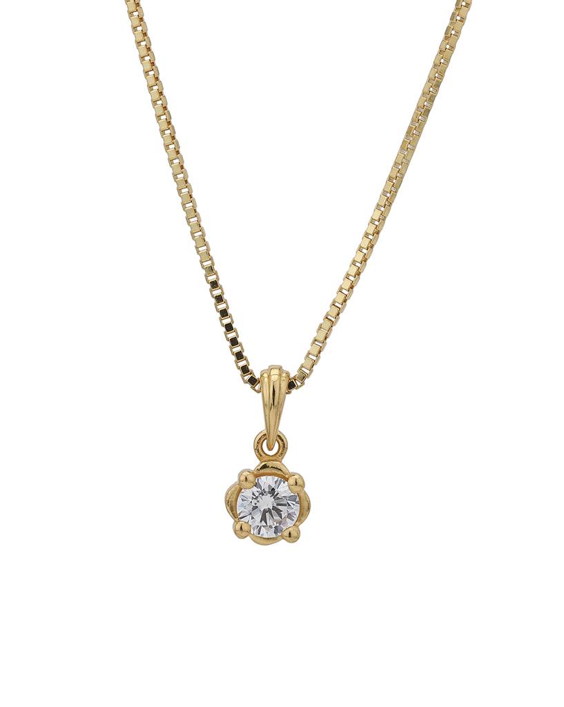 Carlton London Gold Plated Stone-Studded Contemporary Pendant With Chain : FJN4017
