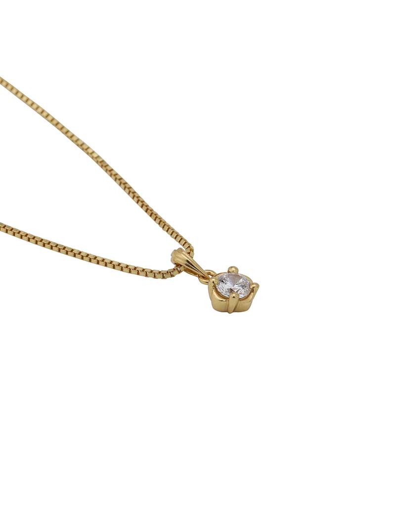 Carlton London Gold Plated Stone-Studded Contemporary Pendant With Chain : FJN4017