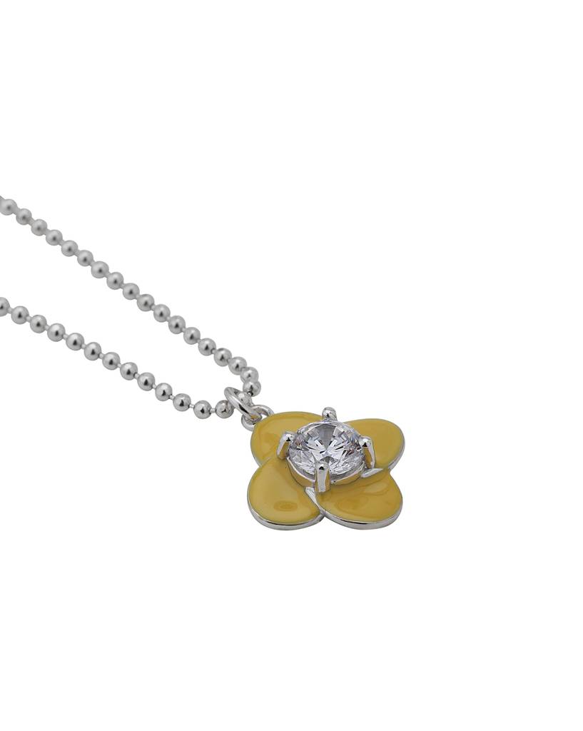 Carlton London Women Rhodium-Plated Cz Studded Pendant With Chain : FJN4049