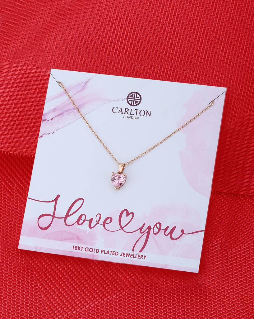 Women 18K Rose Gold-Plated Pendant With Chain & Gift Card : FJN4094
