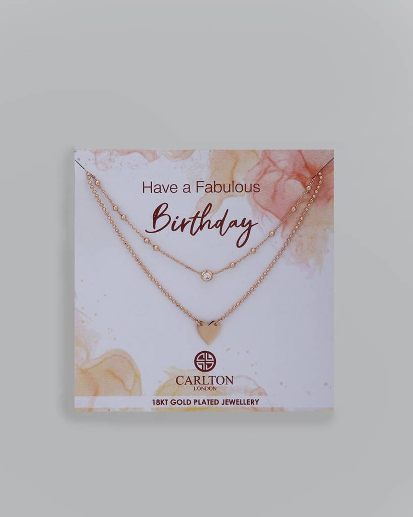 18K Rose Gold-Plated Layered Necklace With Gift Card : FJN4096