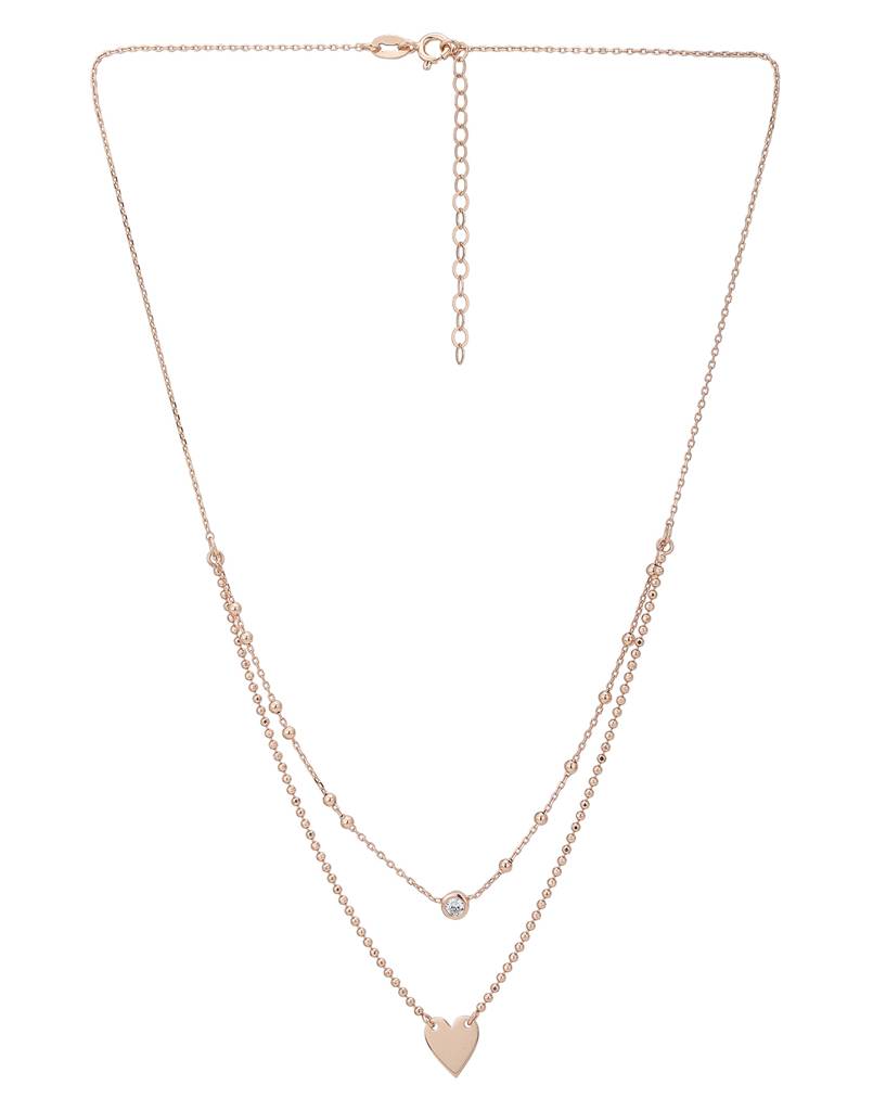 18K Rose Gold-Plated Layered Necklace With Gift Card : FJN4096