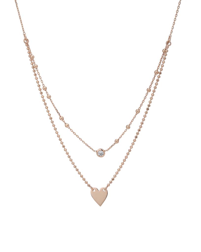 18K Rose Gold-Plated Layered Necklace With Gift Card : FJN4096