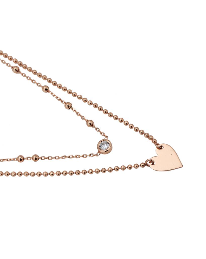 18K Rose Gold-Plated Layered Necklace With Gift Card : FJN4096