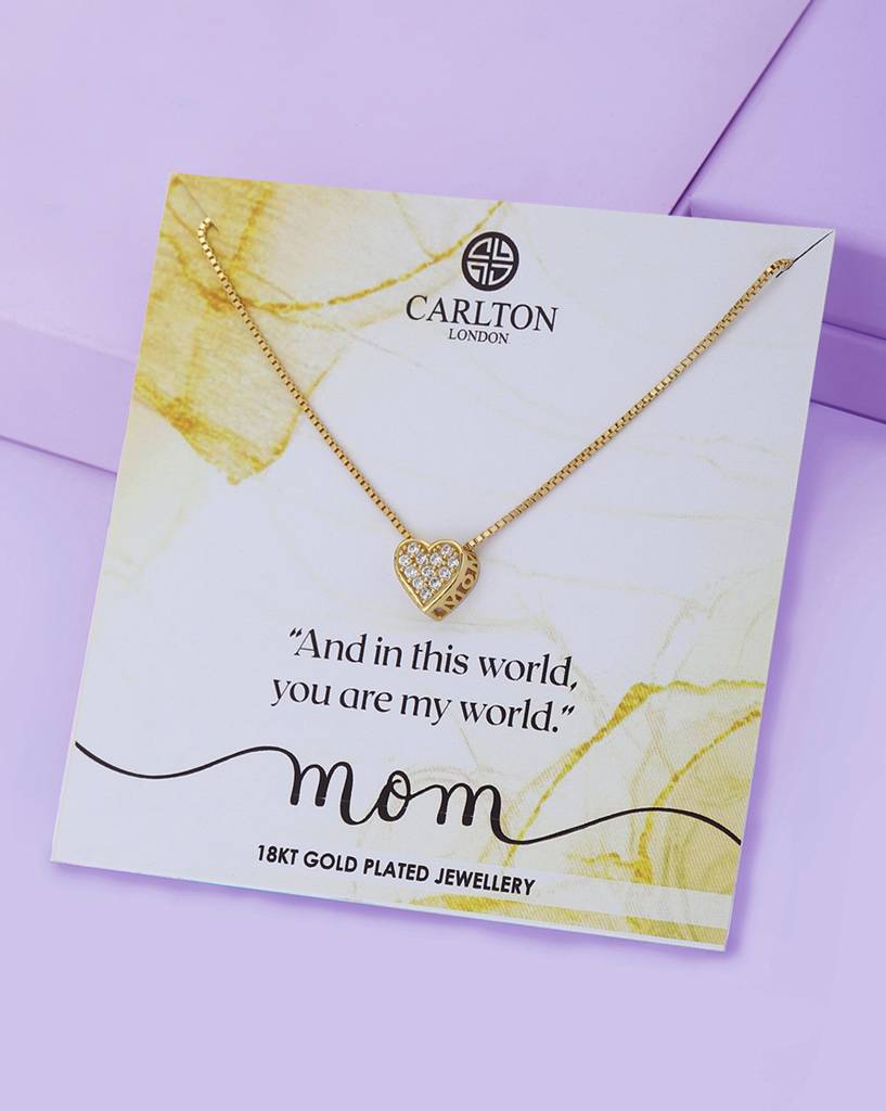Carlton London 18K Gold-Plated Heart Shaped Cubic Zirconia Pendant With Chain : FJN4101