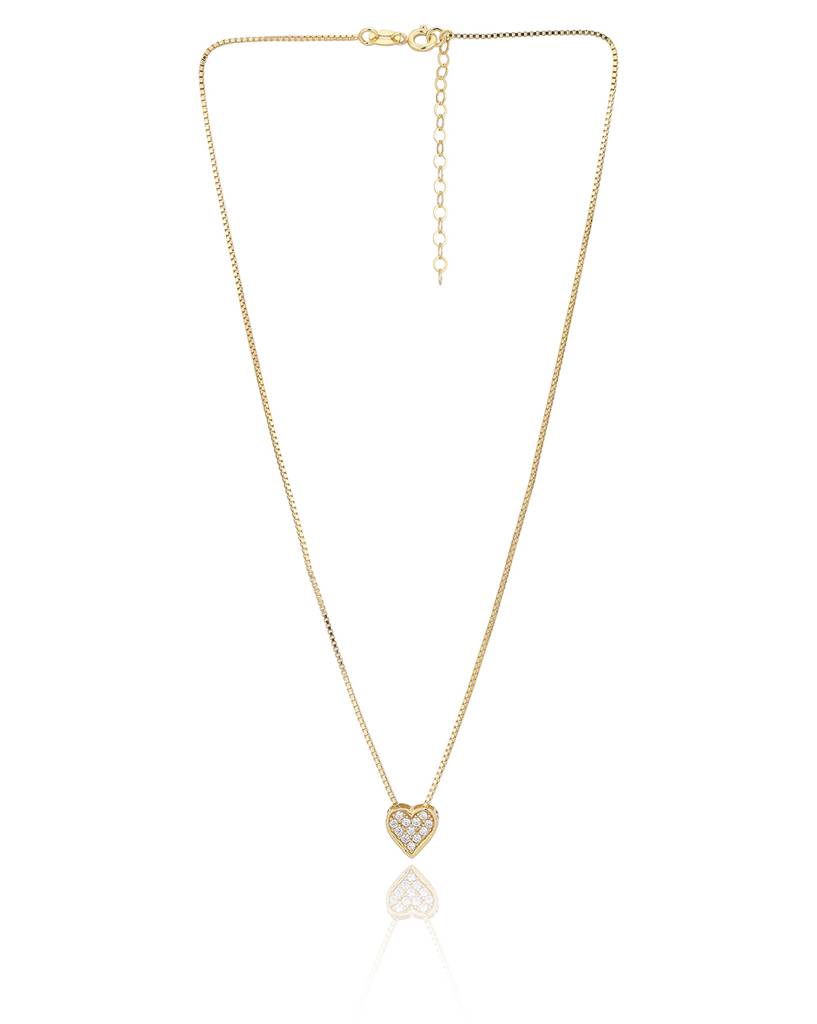 Carlton London 18K Gold-Plated Heart Shaped Cubic Zirconia Pendant With Chain : FJN4101