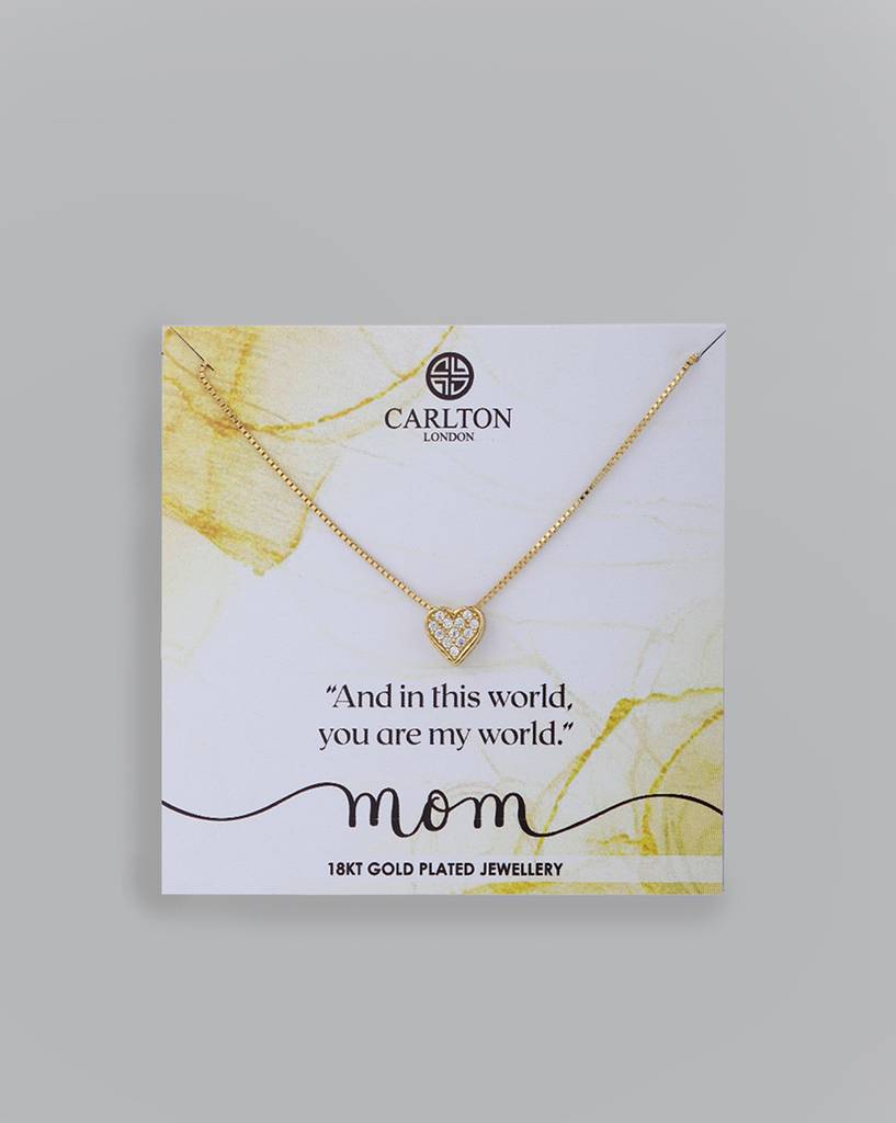 Carlton London 18K Gold-Plated Heart Shaped Cubic Zirconia Pendant With Chain : FJN4101