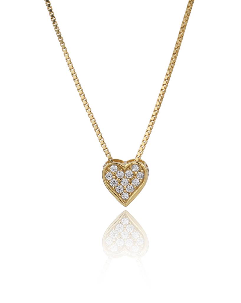 Carlton London 18K Gold-Plated Heart Shaped Cubic Zirconia Pendant With Chain : FJN4101