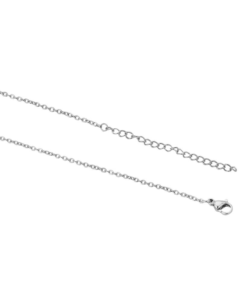 Carlton London Premium Rhodium-Plated & Cz Studded Pendant With Link Chain : FJN4165