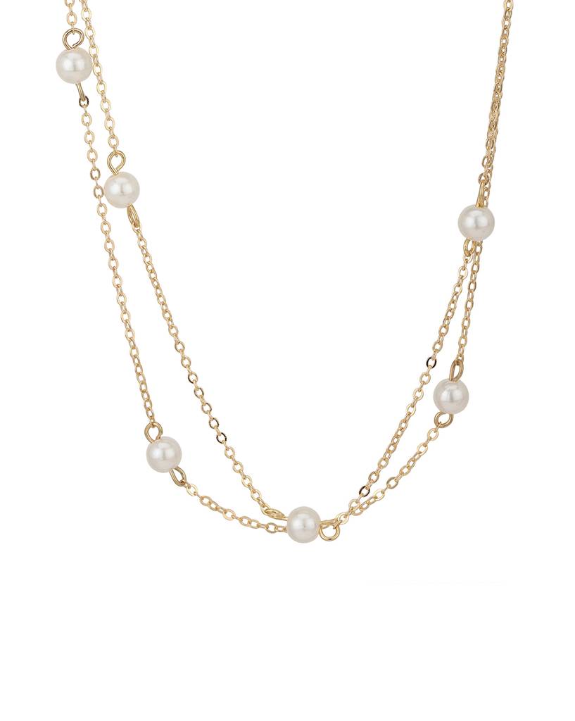 Carlton London Gold-Toned & White Brass Gold-Plated Layered Necklace : FJN4231