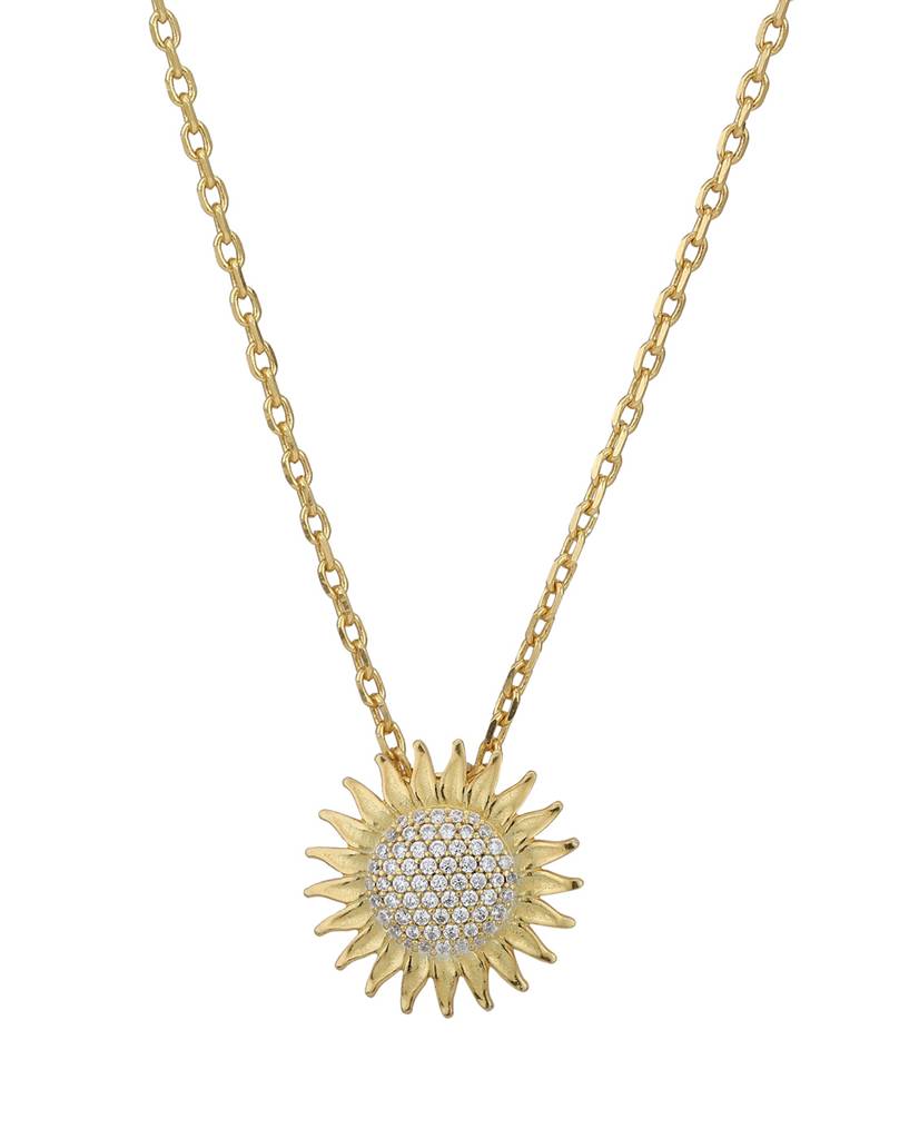 Carlton London 18Kt Gold Plated Sunburst Pendant With Chain : FJN4339
