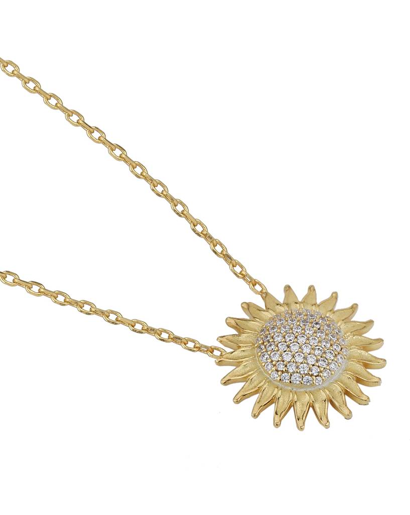Carlton London 18Kt Gold Plated Sunburst Pendant With Chain : FJN4339