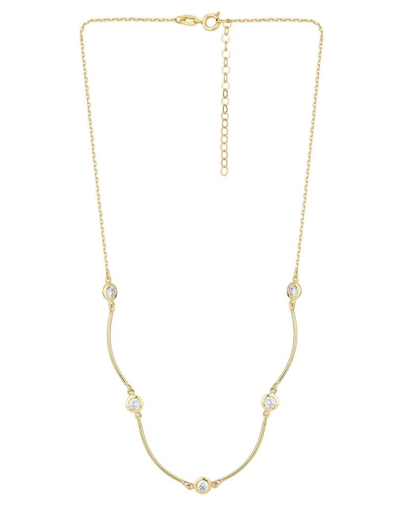 Carlton London 18Kt Gold Plated With Curve Bar Minimal Necklace : FJN4341