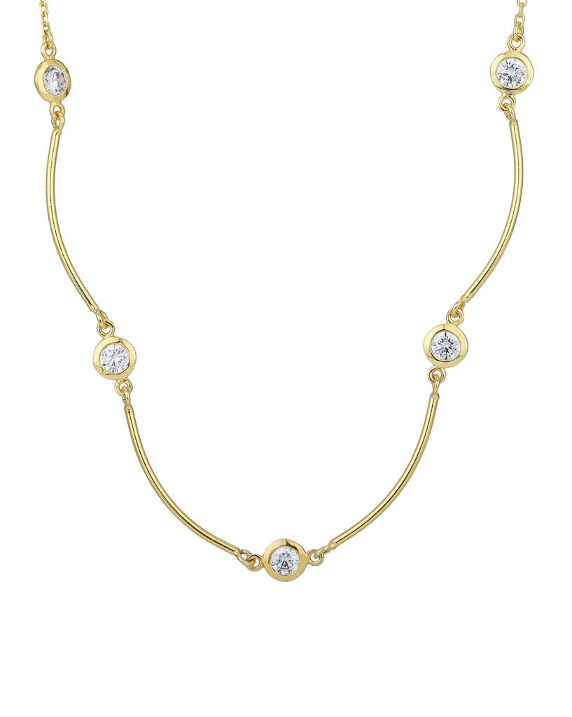 Carlton London 18Kt Gold Plated With Curve Bar Minimal Necklace : FJN4341