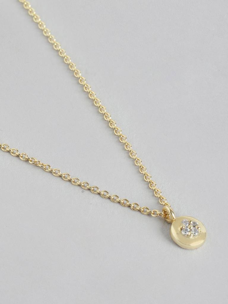 18Kt Gold Plated Petite Round Pendant With Chain : FJN4342