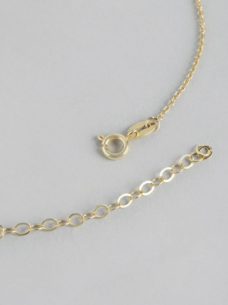 18Kt Gold Plated Petite Round Pendant With Chain : FJN4342