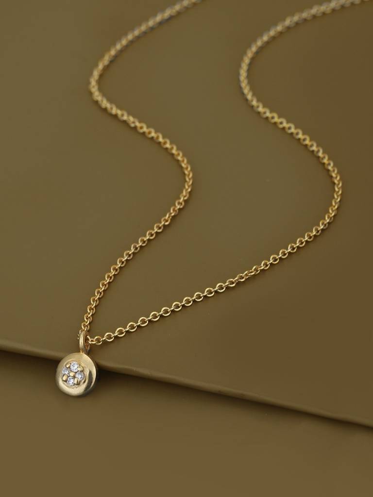 18Kt Gold Plated Petite Round Pendant With Chain : FJN4342