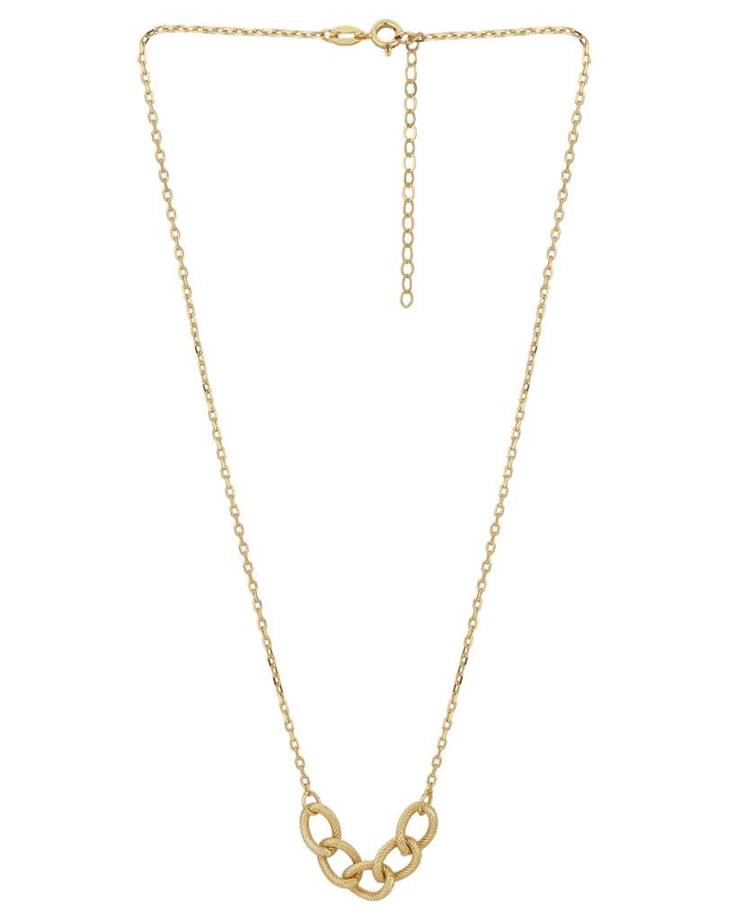 Carlton London 18Kt Gold Plated Contemporary Necklace With Textured Links : FJN4343