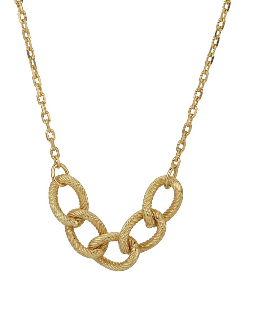 Carlton London 18Kt Gold Plated Contemporary Necklace With Textured Links : FJN4343