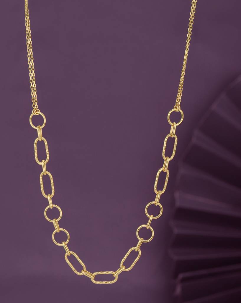 Carlton London 18Kt Gold Plated Double Chain Necklace With Links : FJN4344