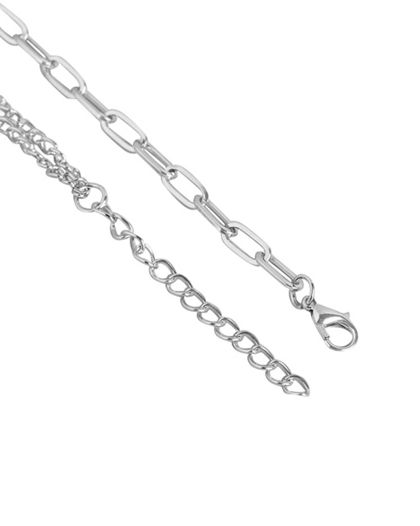 Carlton London Women Rhodium-Plated Double Chain With Dangling Heart Necklace : FJN4469